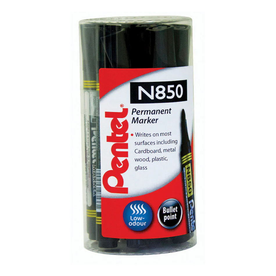 Pentel N850 Bullet Marker Pen Set of 12 Black