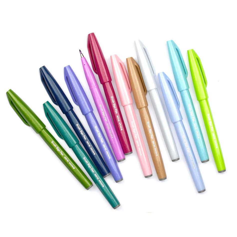 Pentel Touch Brush Sign Pen Set of 12 Fresh Shades - Image 4