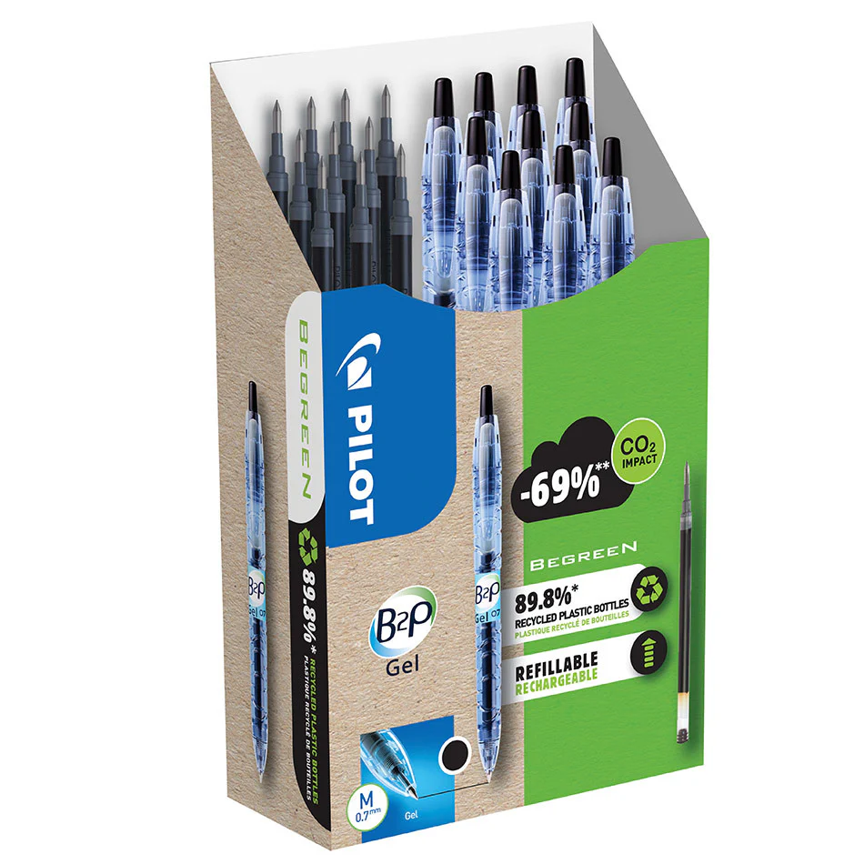 Pilot BegreeN B2P Gel Rollerball Pen Medium Pen and Refill Pack Black