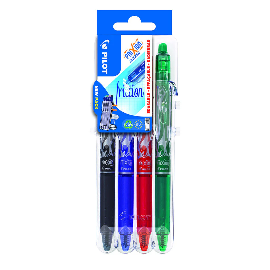 Pilot FriXion Clicker Erasable Rollerball Pen 07 Medium Assorted Set of 4