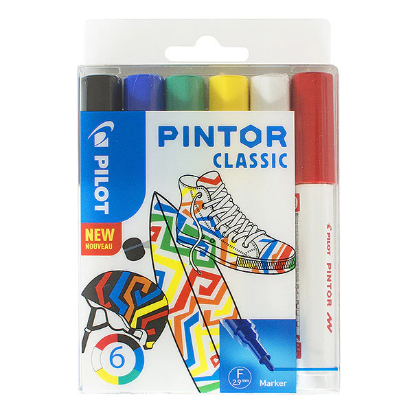 Pilot Pintor Marker Pen Bullet Tip Fine Assorted Set of 6
