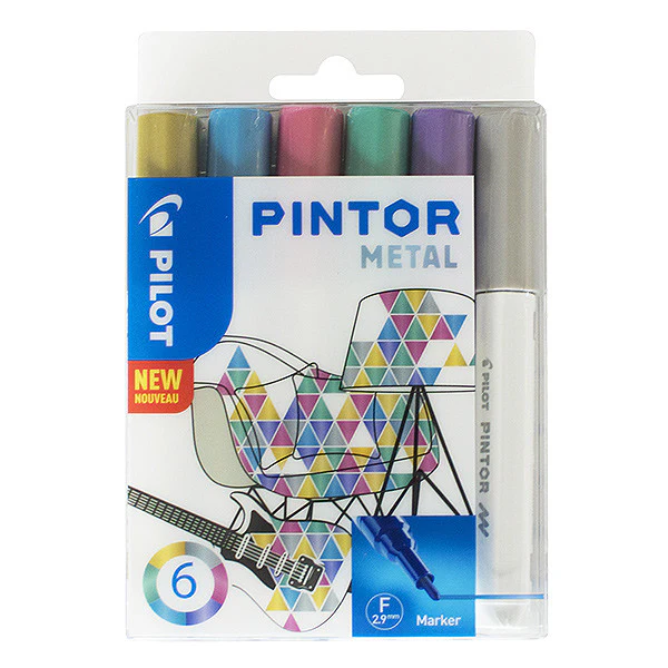 Pilot Pintor Marker Pen Bullet Tip Fine Assorted Set of 6 - Image 3