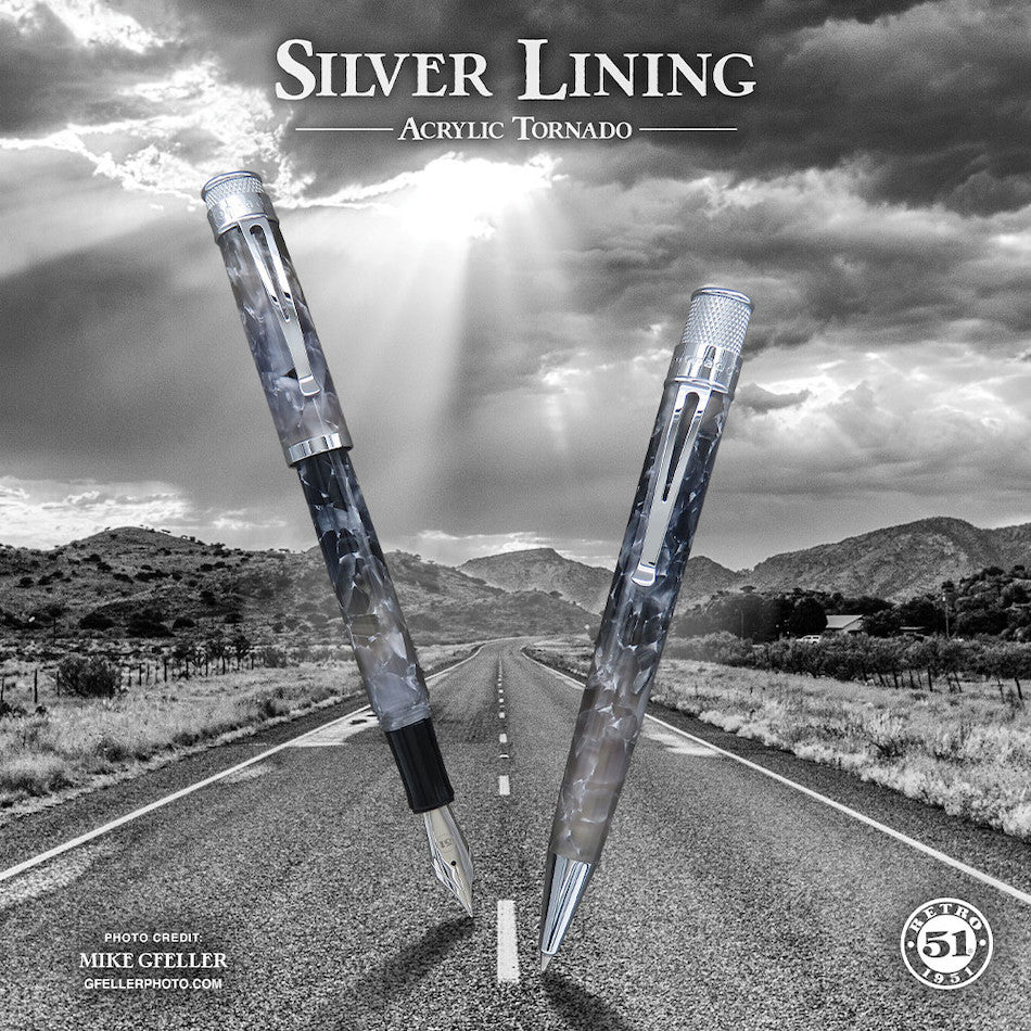 Retro 51 Tornado Acrylic Rollerball Pen Silver Lining - Image 4