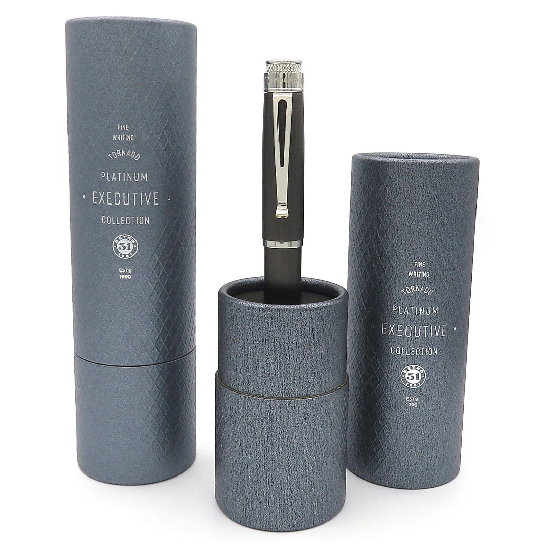 Retro 51 Tornado Black Nickel Platinum Fountain Pen - Image 4