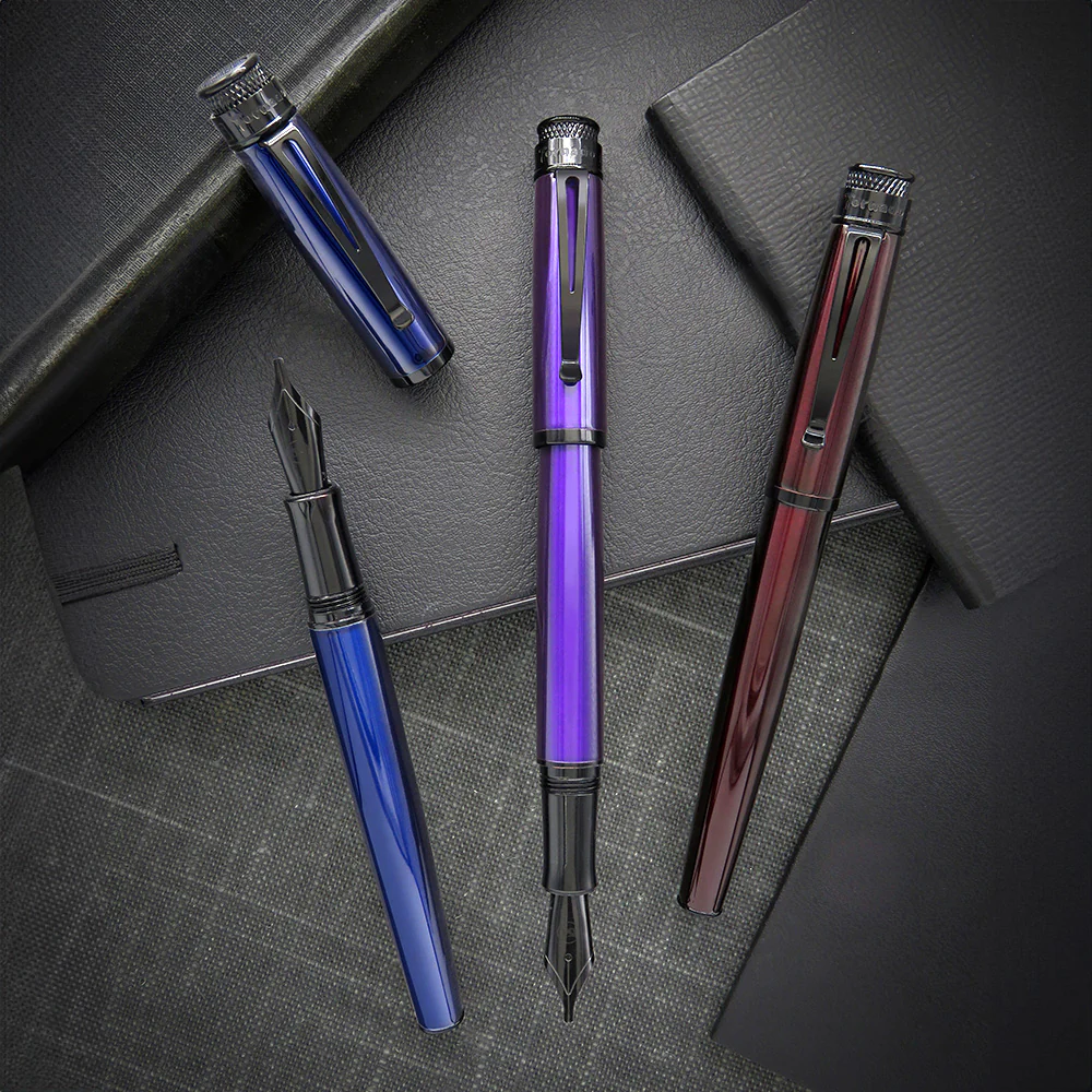 Retro 51 Tornado Stealth Lacquer Fountain Pen Black Cherry - Image 2