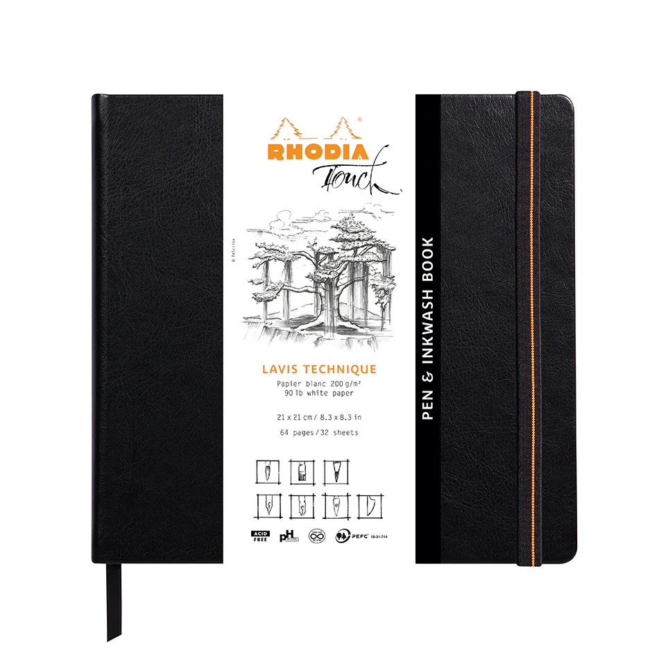 Rhodia Touch Pen & Inkwash Book Hardcover 210x210mm
