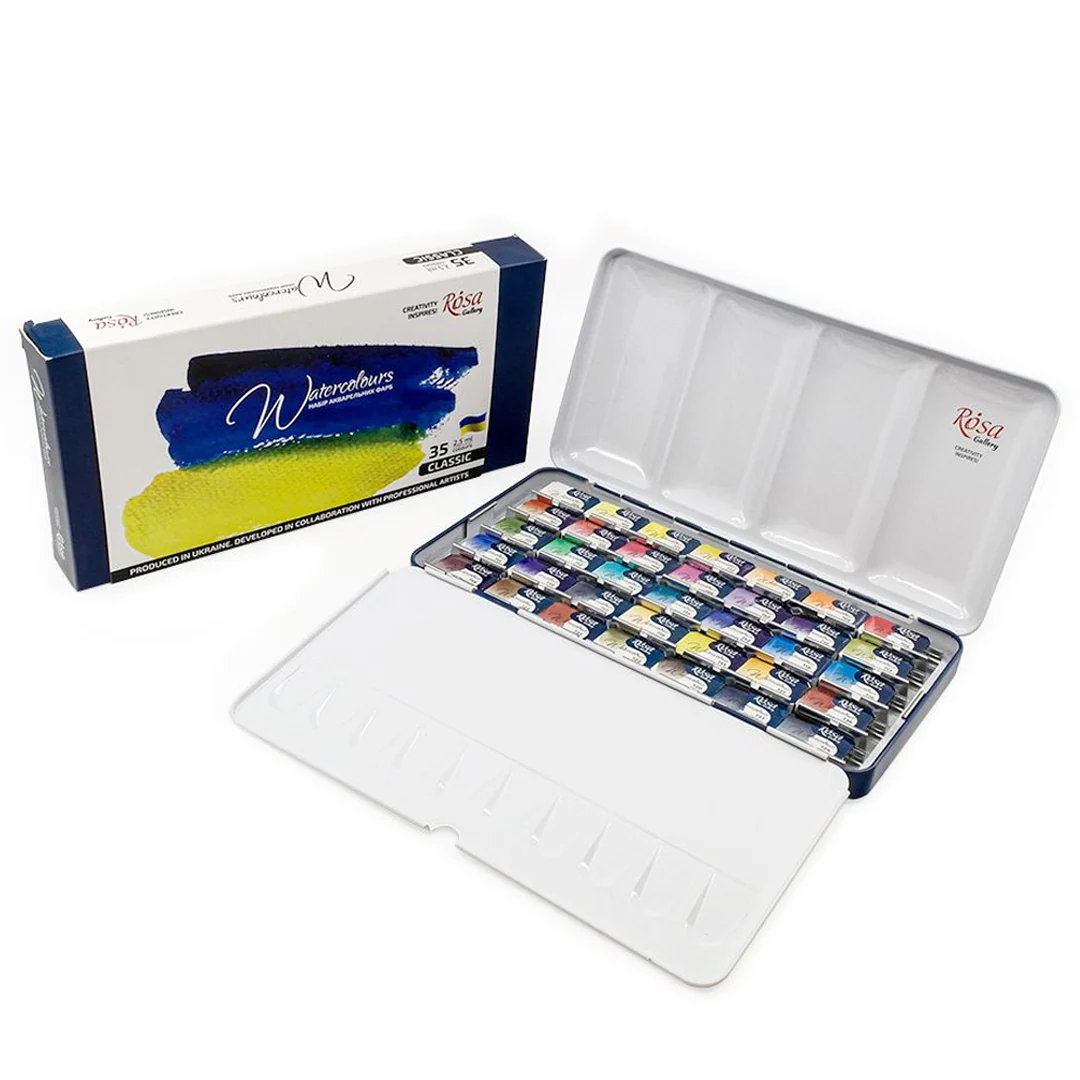 Rosa Watercolour paints Full Pan Tin of 35 Classic