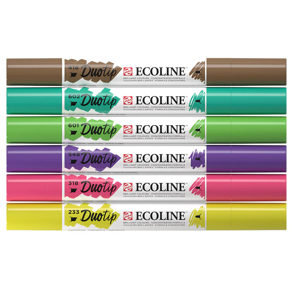 Royal Talens Ecoline Duotip Pen Set of 6 Botanic