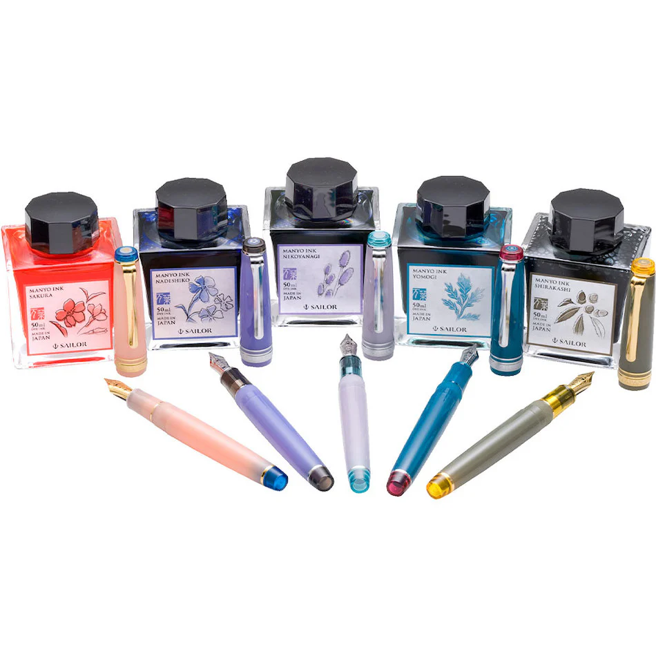 Sailor Manyo Fountain Pen Dianthus with 14K Nib & 50ml Manyo Nadeshiko Ink - Image 5