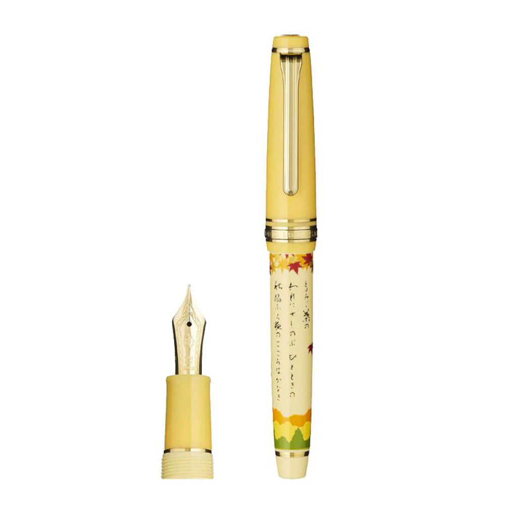 Sailor Professional Gear Slim Fountain Pen Seasonal Waka Poetry Autumn 14k Nib - Image 2