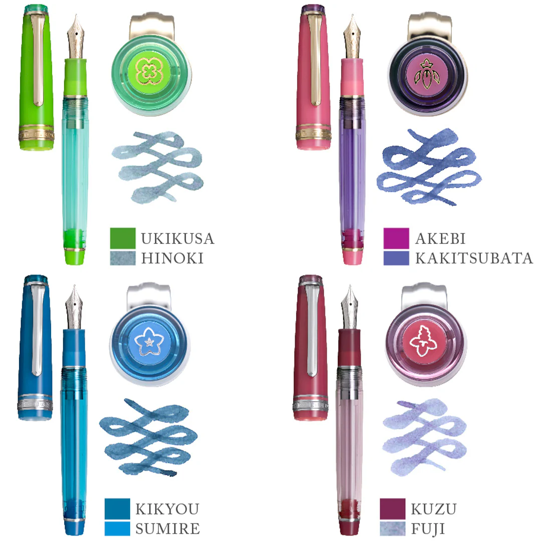 Sailor Professional Gear Slim Manyo II Fountain Pen Wisteria with 14K Nib & 50ml Manyo Fuji Ink - Image 3