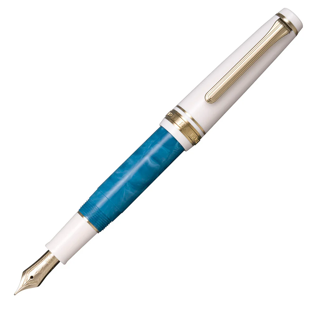 Sailor Professional Gear Slim Mini Rencontre Fountain Pen Bleu Ciel 14K Nib Medium Fine
