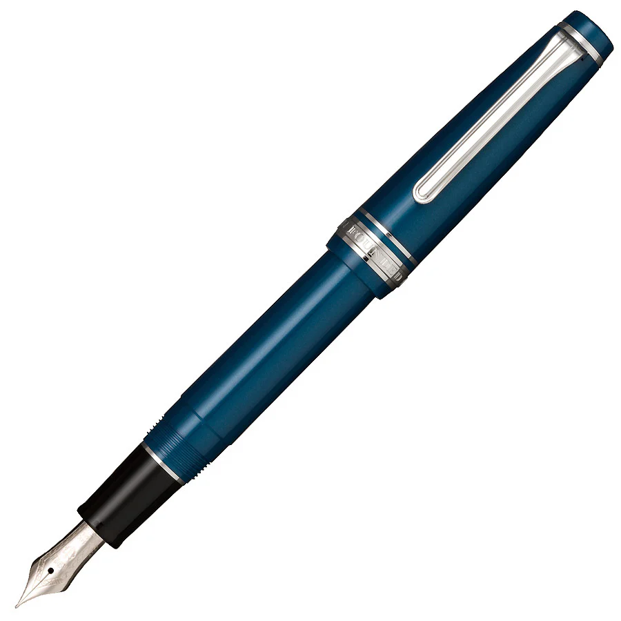 Sailor Professional Gear Slim (Sapporo) Fountain Pen Metallic Blue with Rhodium Trim