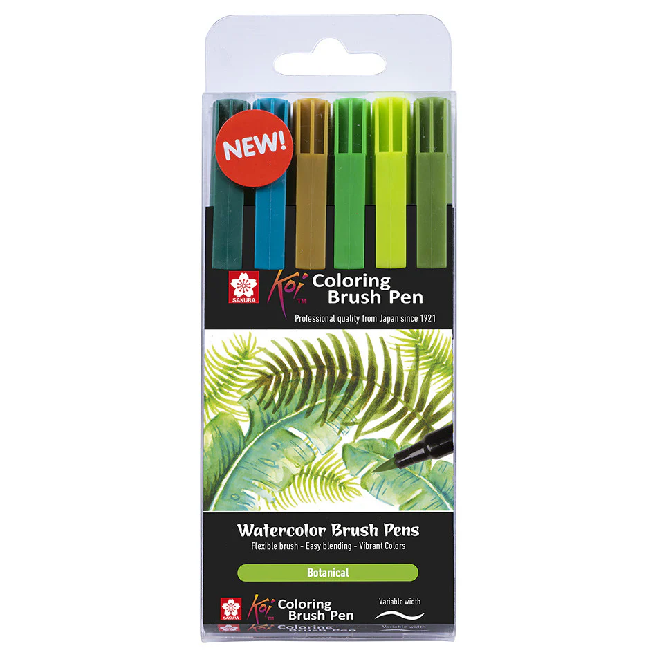 Sakura Koi Colourbrush Brushpen Set of 6 Botanic