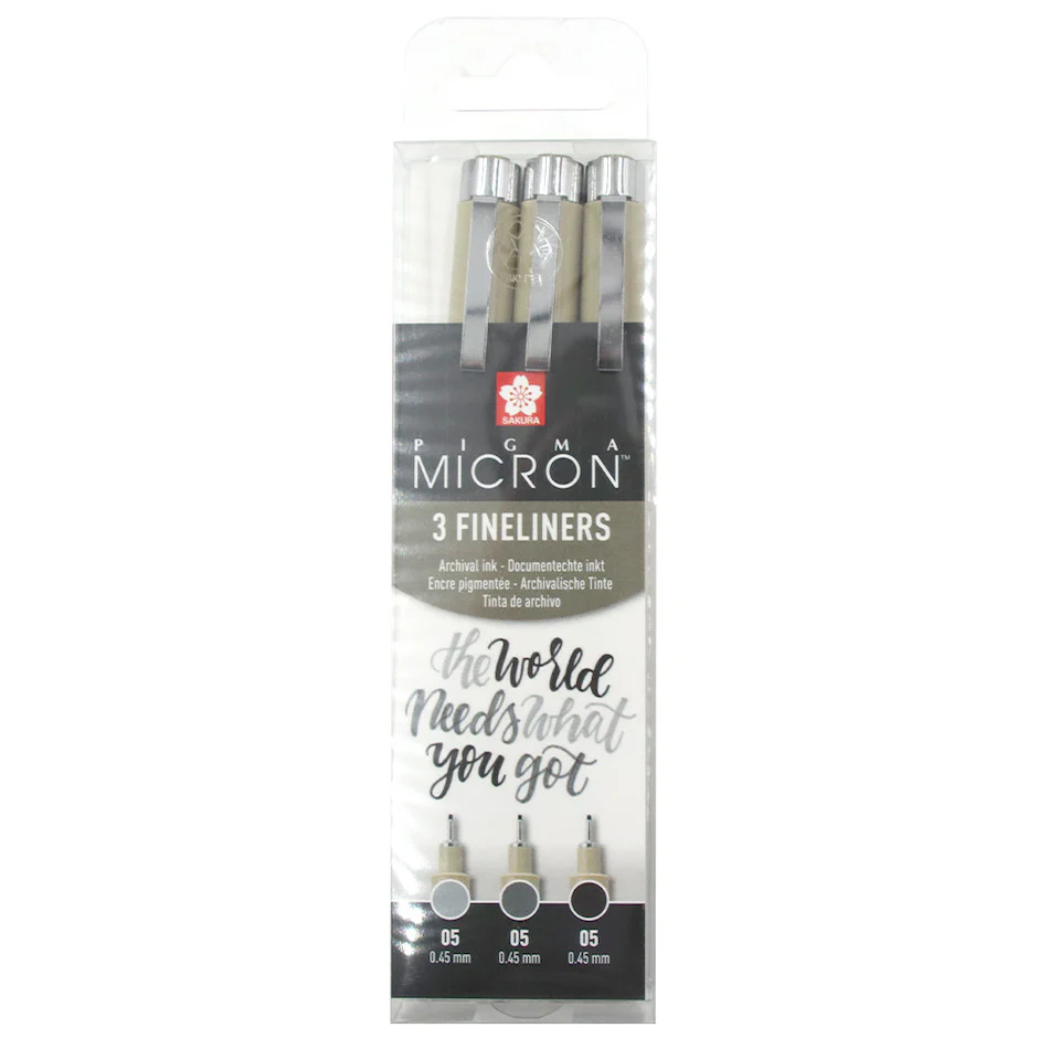Sakura Pigma Micron Drawing Pen Set of 3 Black and Grey