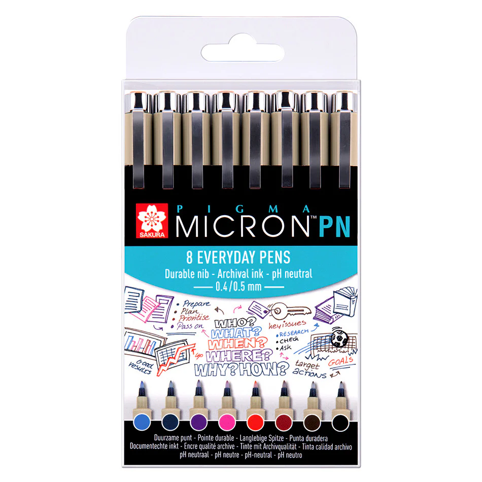 Sakura Pigma Micron PN Drawing Pen Assorted Set of 8