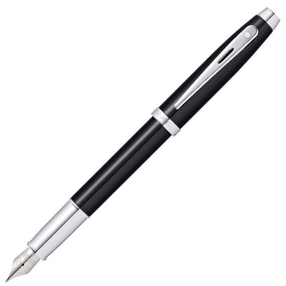 Sheaffer 100 Fountain Pen Black Lacquer with Chrome Trim Medium