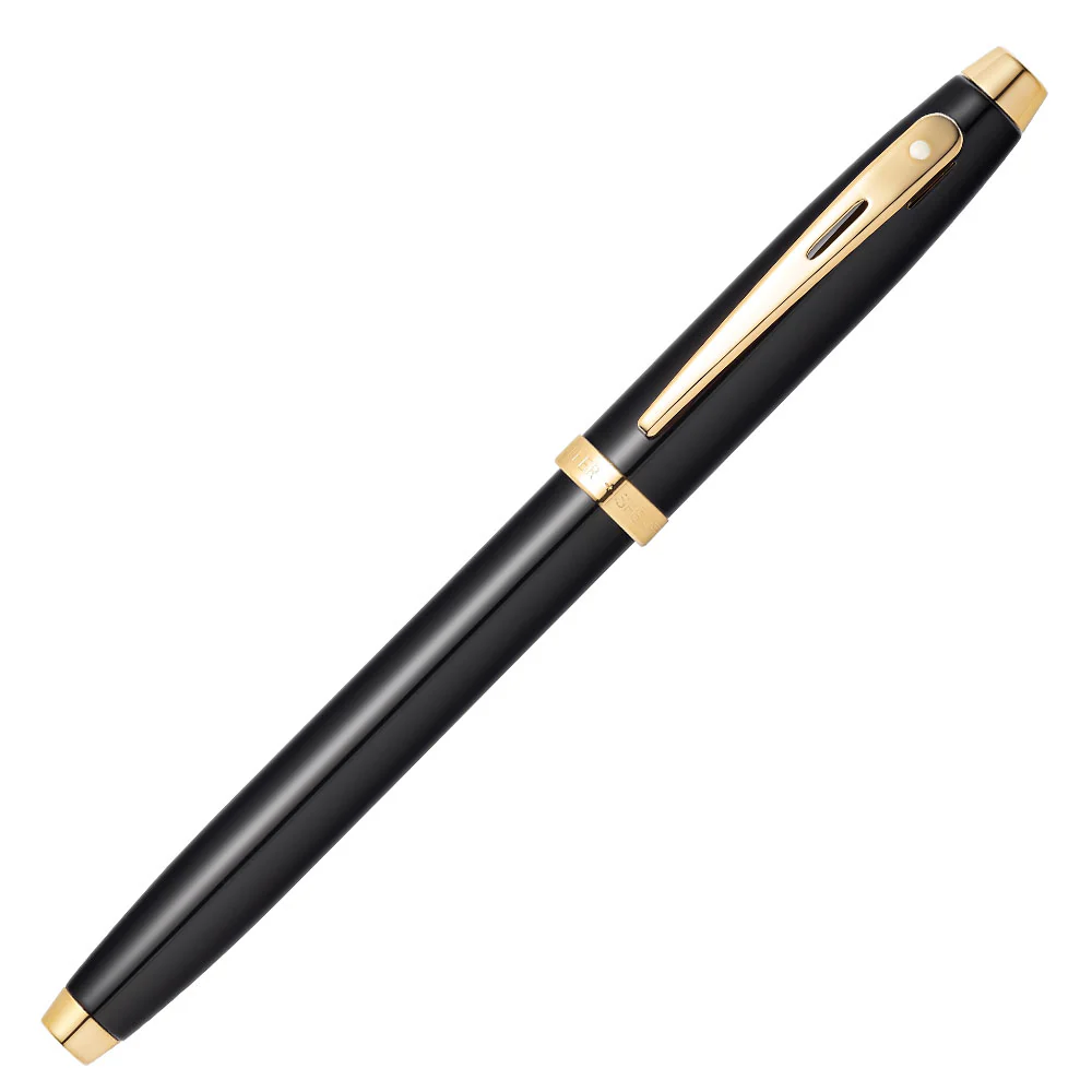Sheaffer 100 Fountain Pen Black Lacquer with Gold Trim Medium - Image 2