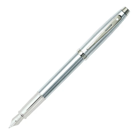 Sheaffer 100 Fountain Pen Brushed Chrome Medium