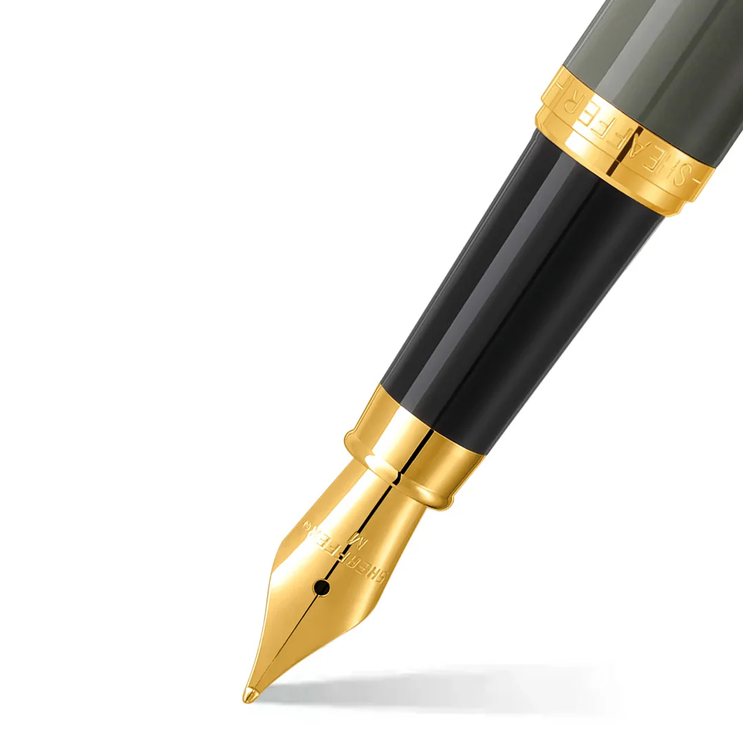 Sheaffer VFM E9427 Fountain Pen Light Grey With PVD Gold Trim - Image 2