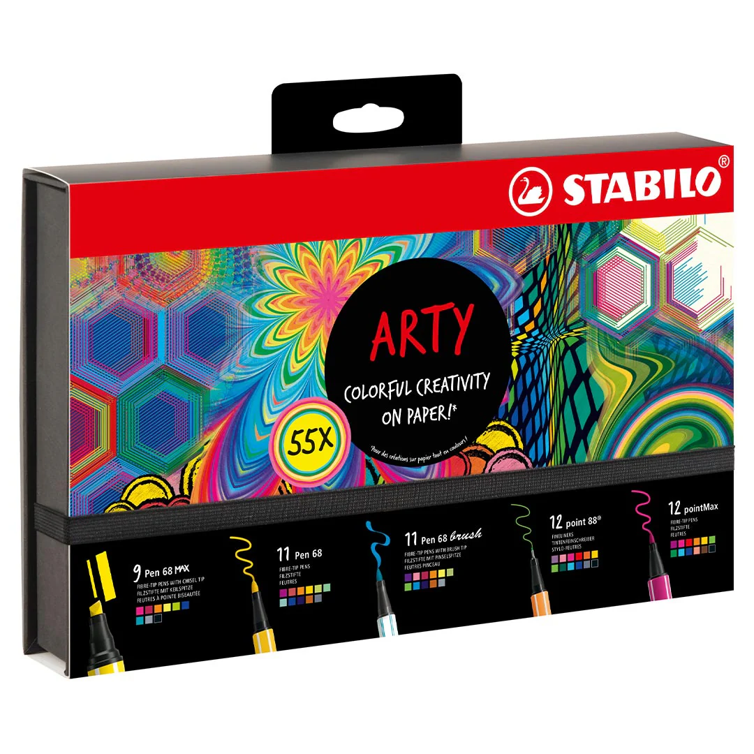 STABILO Arty Fibre-Tip Pen Set Card Wallet Set Of 55