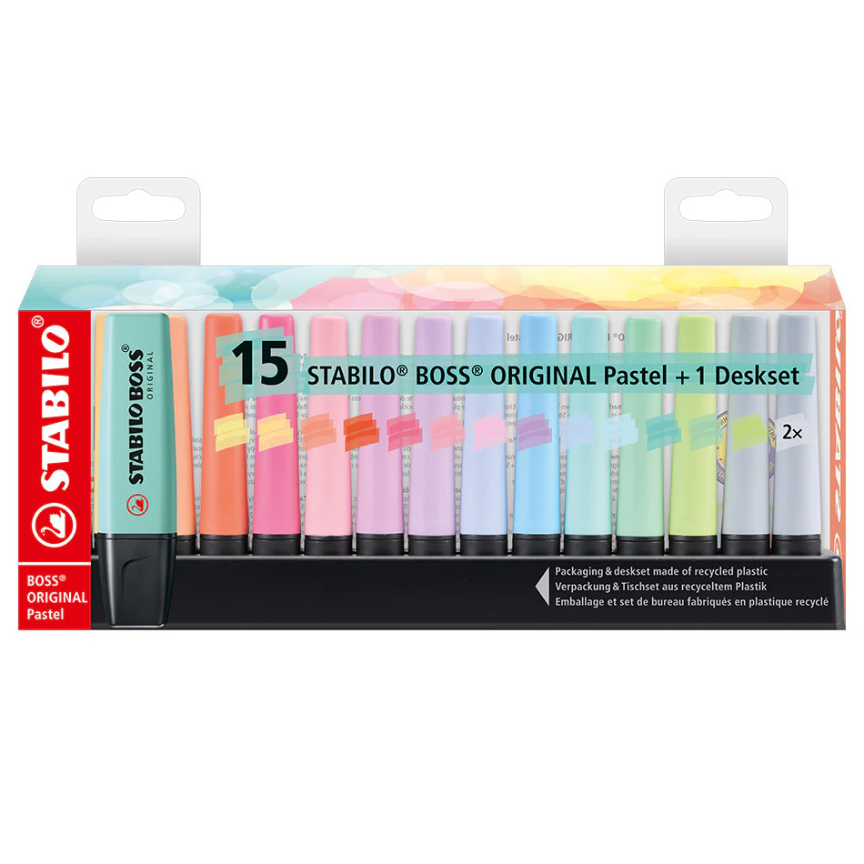 STABILO BOSS Pastel Highlighter Deskset of 15 - Image 3