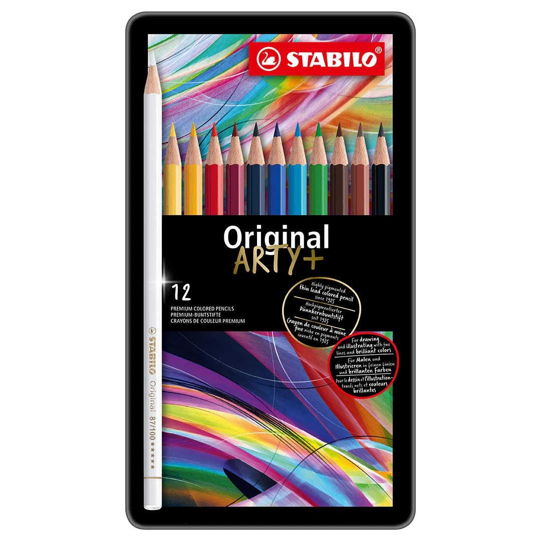 STABILO Original Metal Box Of 12 Assorted Colours