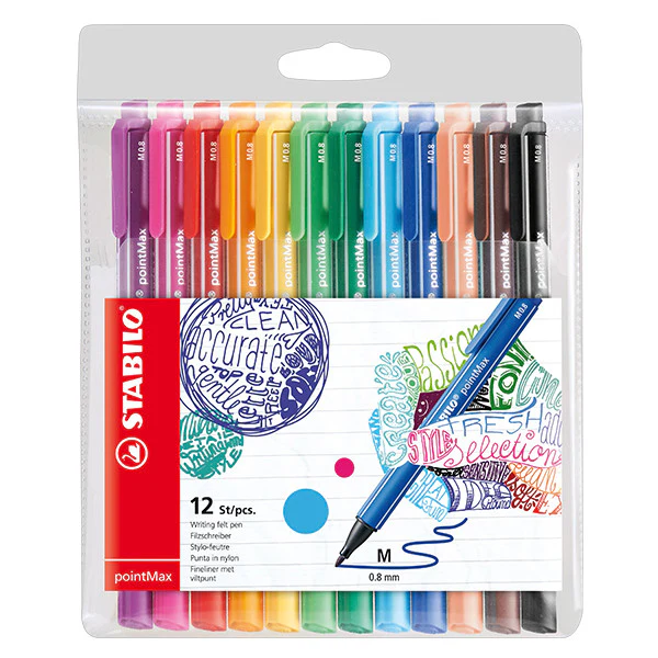 STABILO pointMax Colouring Pen Wallet of 12 Assorted