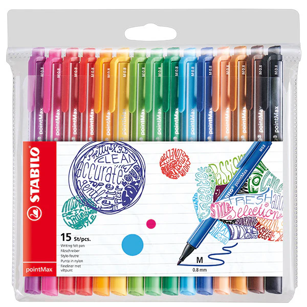 STABILO pointMax Colouring Pen Wallet of 15 Assorted Set 1