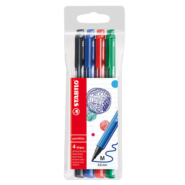 STABILO pointMax Colouring Pen Wallet of 4 Assorted