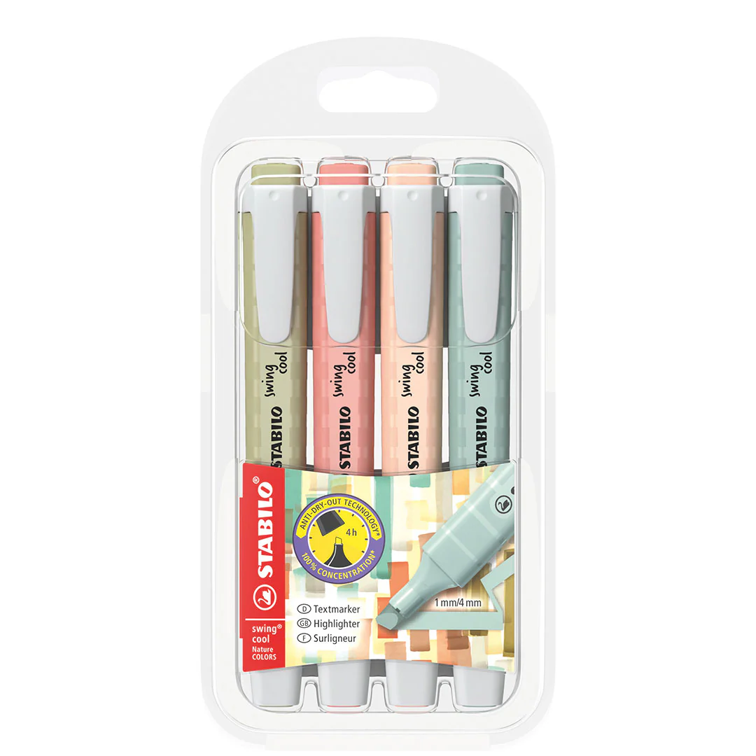STABILO Swing Cool Highlighter NatureCOLORS Pack of 4
