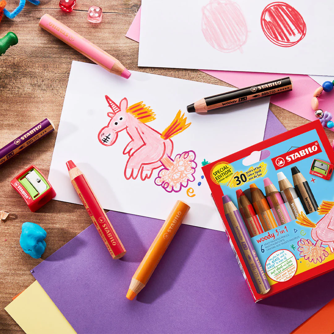 STABILO woody 3 in 1 Birthday Edition Set of 6 Unicorn - Image 2