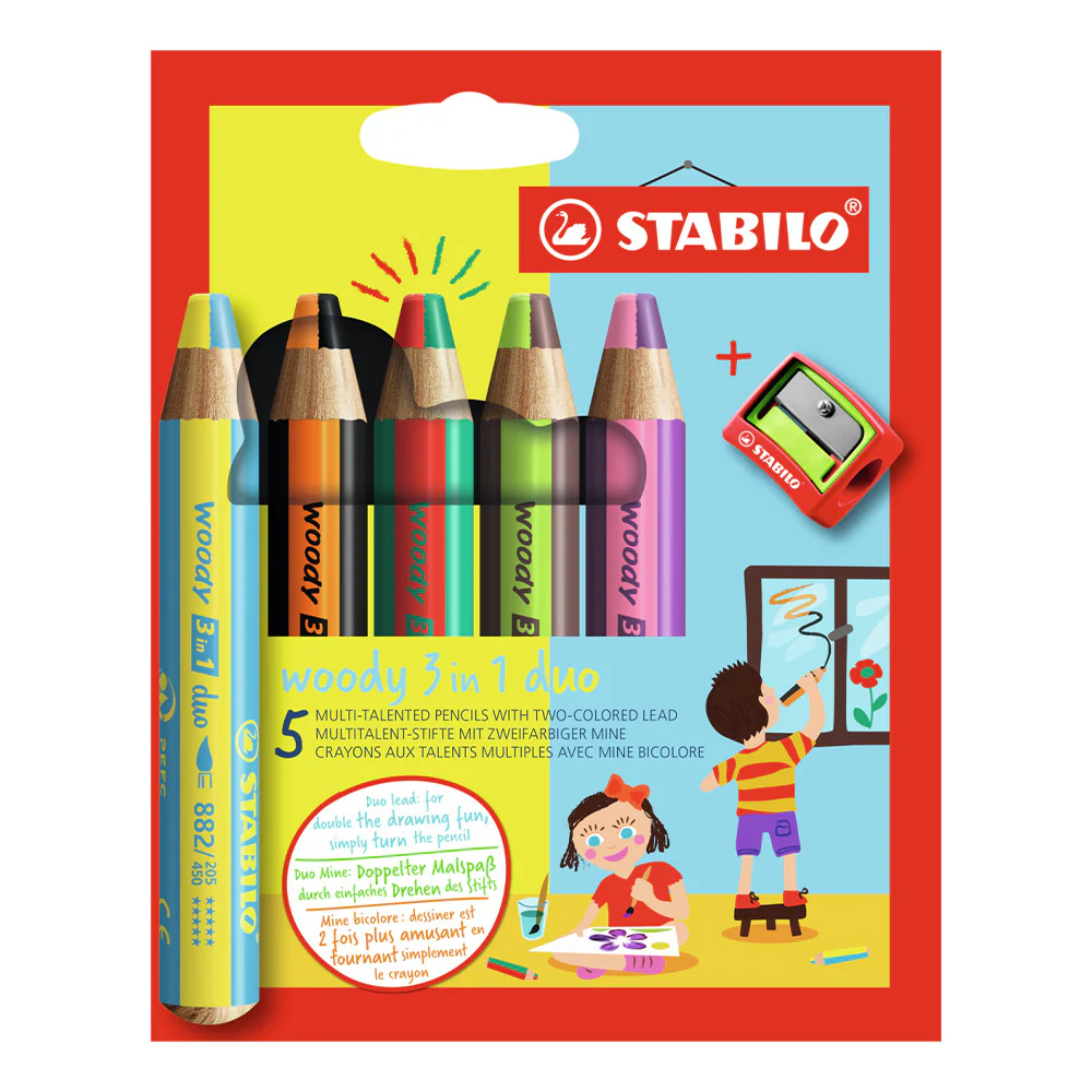 STABILO woody 3 in 1 Duo Set of 5