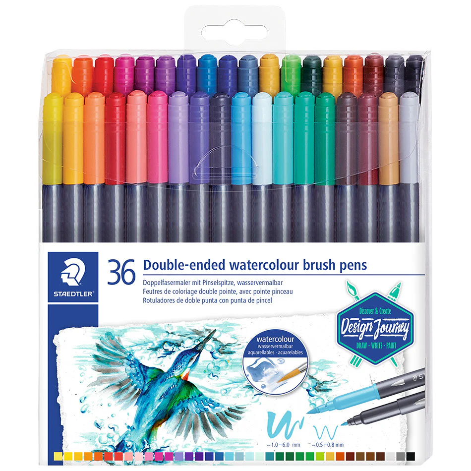 Staedtler Double-Ended Watercolour Brush Pens Set of 36
