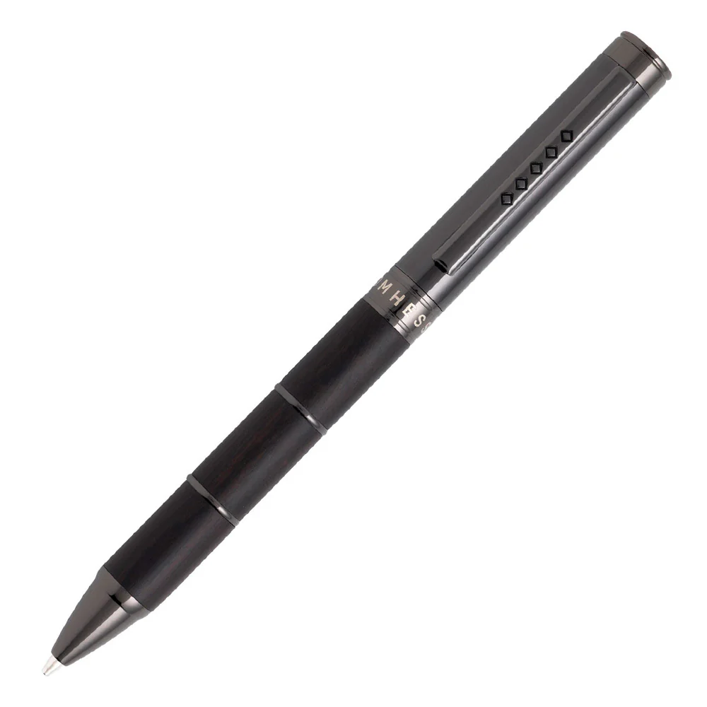 Tom Hessin Revolution Ballpoint Pen Charcoal Black Wood Barrel with Gunmetal Trim