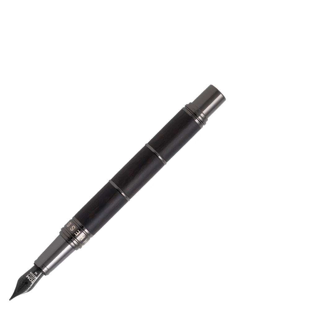 Tom Hessin Revolution Fountain Pen Charcoal Black Wood Barrel with Gunmetal Trim - Image 8