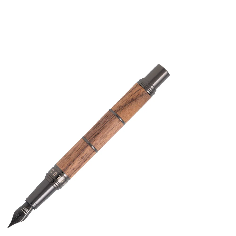 Tom Hessin Revolution Fountain Pen Rustic Wood Barrel with Gunmetal Trim - Image 11