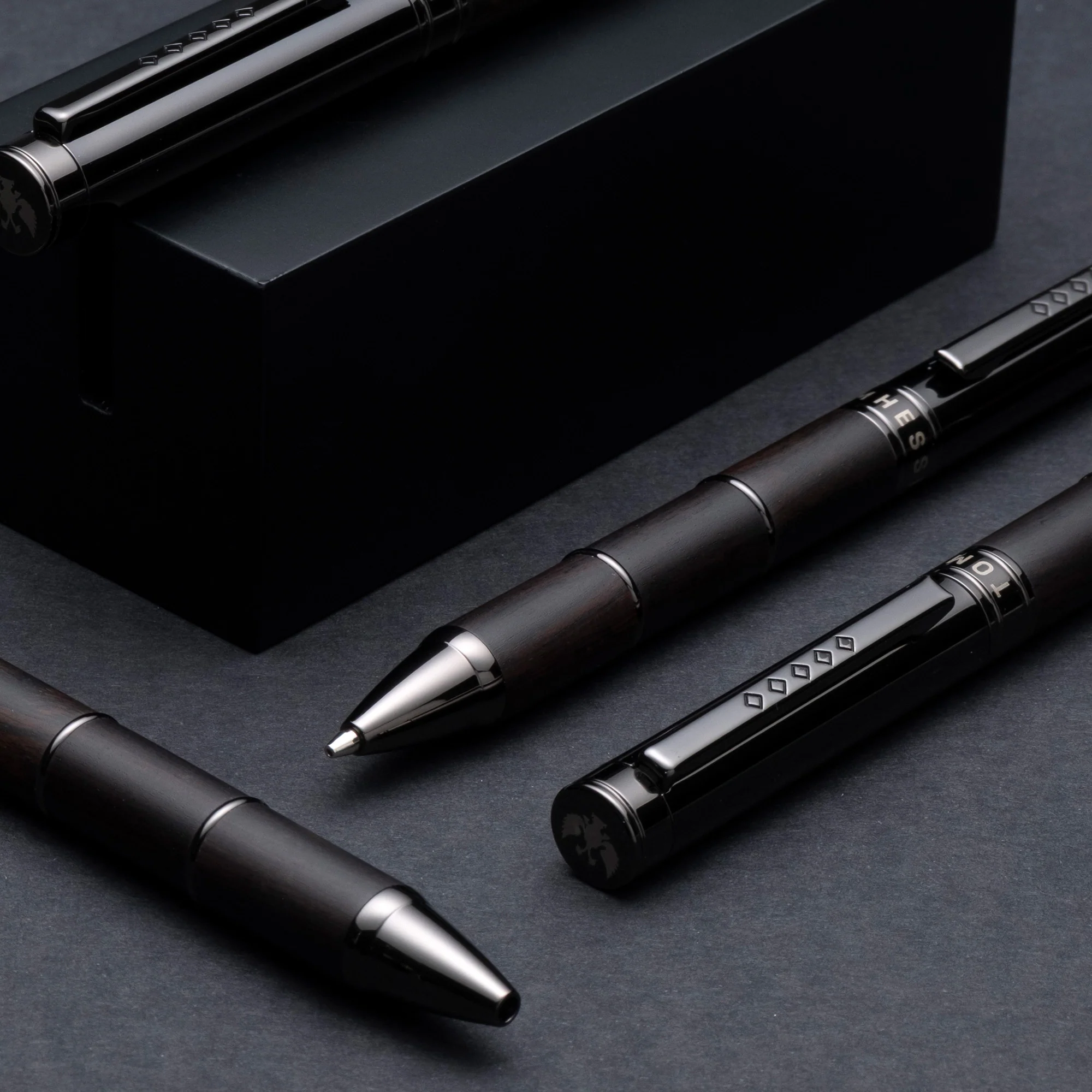 Tom Hessin Revolution Mechanical Pencil Charcoal Black Wood Barrel with Gunmetal Trim - Image 2
