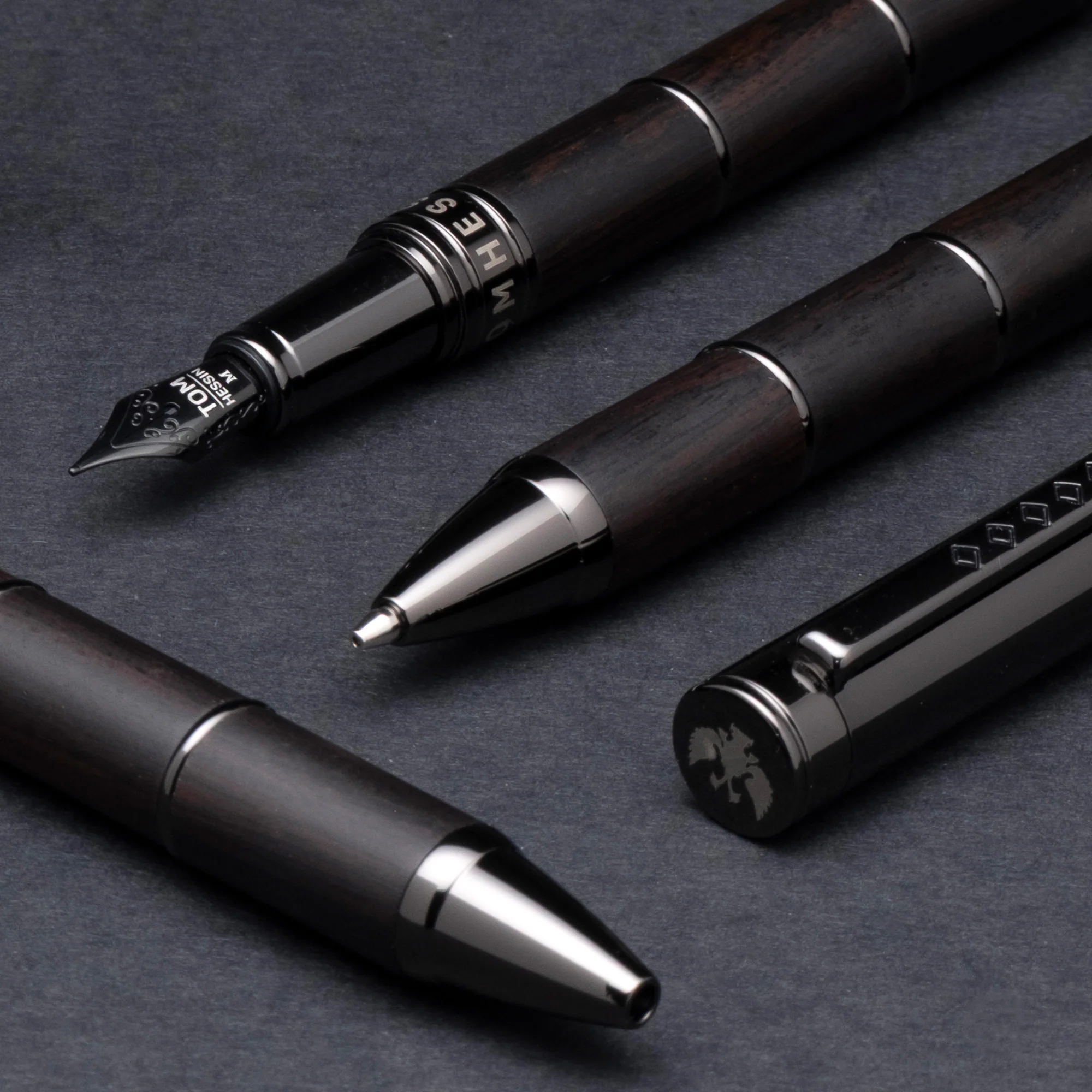 Tom Hessin Revolution Mechanical Pencil Charcoal Black Wood Barrel with Gunmetal Trim - Image 4