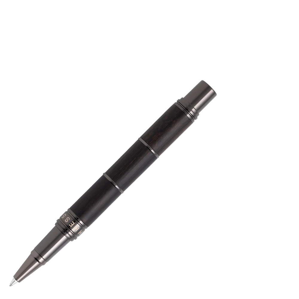 Tom Hessin Revolution Rollerball Pen Charcoal Black Wood Barrel with Gunmetal Trim - Image 2
