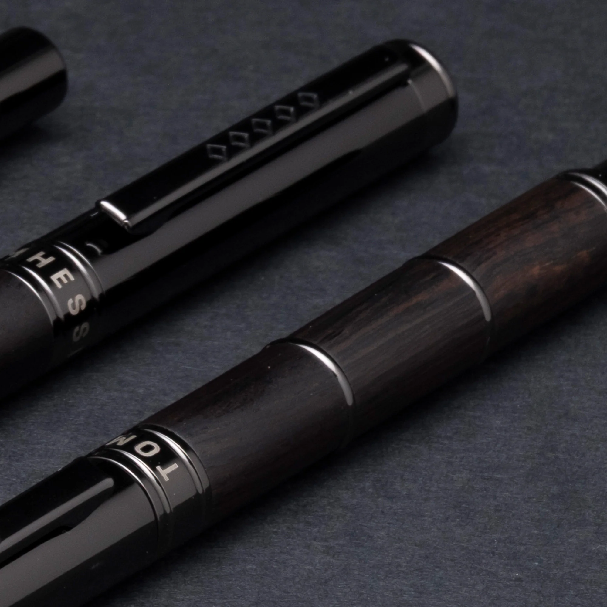 Tom Hessin Revolution Rollerball Pen Charcoal Black Wood Barrel with Gunmetal Trim - Image 3
