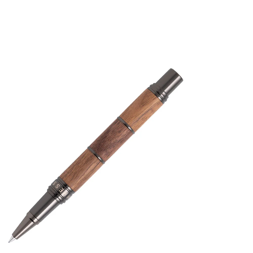 Tom Hessin Revolution Rollerball Pen Rustic Wood Barrel with Gunmetal Trim - Image 6