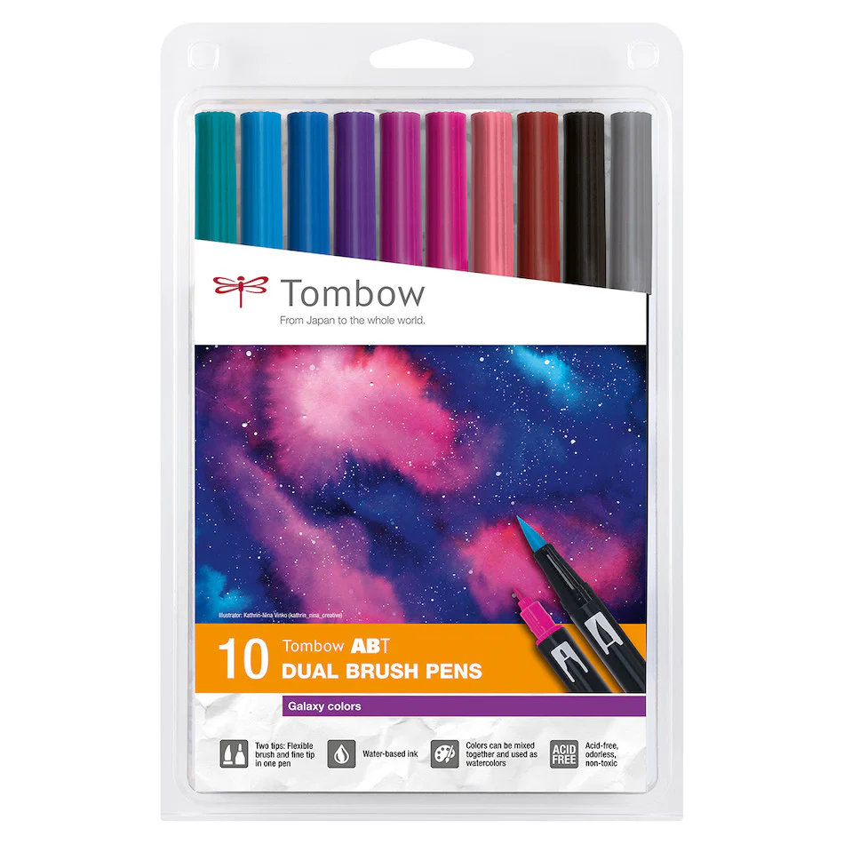 Tombow ABT Dual Brush Pen Galaxy Colours Set of 10