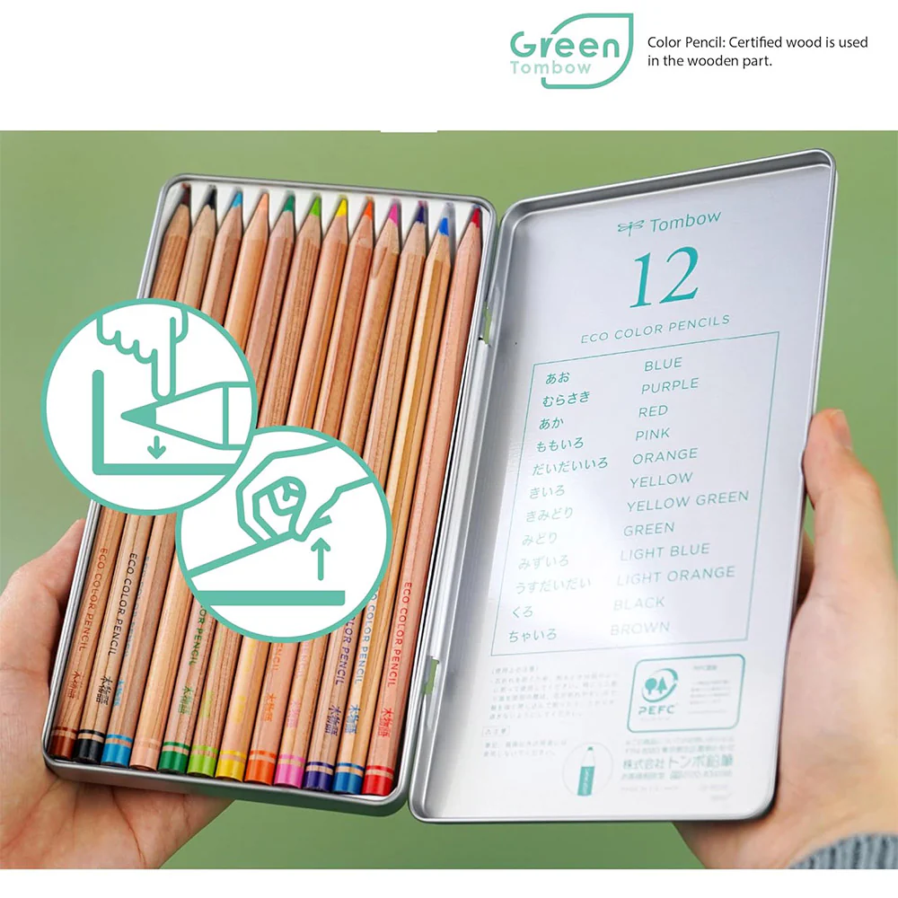 Tombow Ki-Monogatari Recycled Pencil Set of 12 Coloured Pencils - Image 2