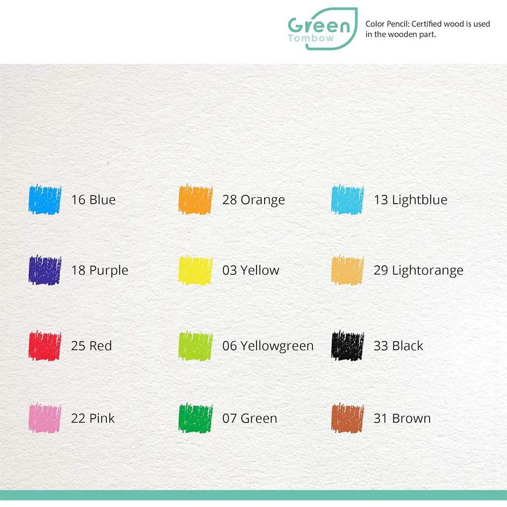Tombow Ki-Monogatari Recycled Pencil Set of 12 Coloured Pencils - Image 4