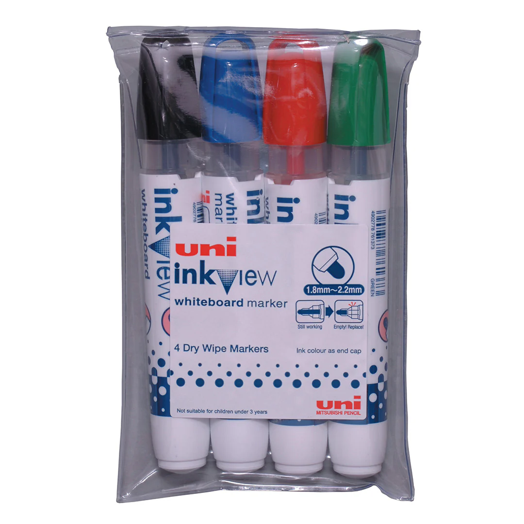 Uni-ball Inkview Whiteboard Pen Set Black Blue Green And Red