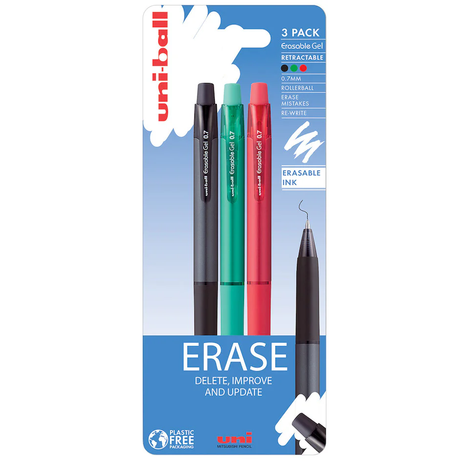 Uni-ball On Point Rollerball Pen Erasable Ink Retractable 3 Pack