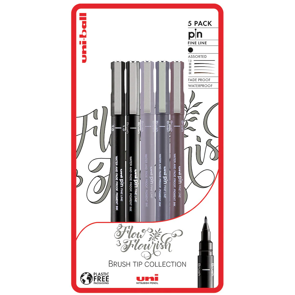 Uni-ball PIN Drawing Pen Flow and Flourish Set of 5