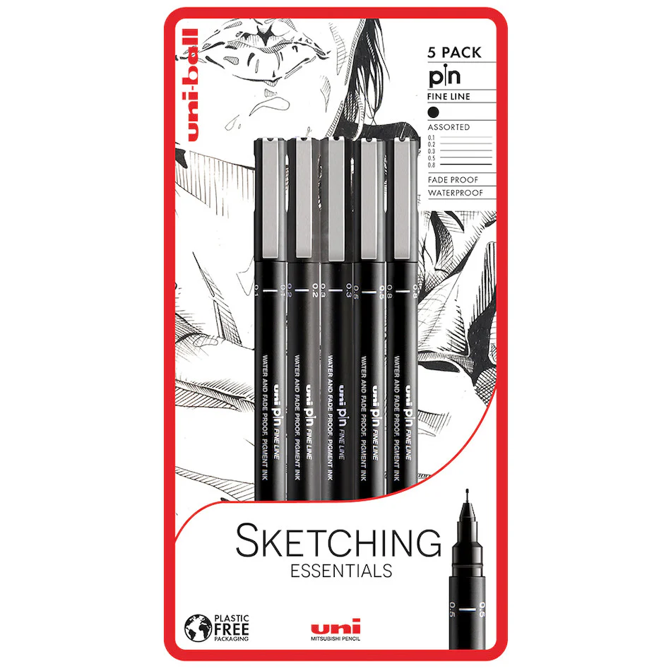 Uni-ball PIN Drawing Pen Sketching Essentials Set of 5