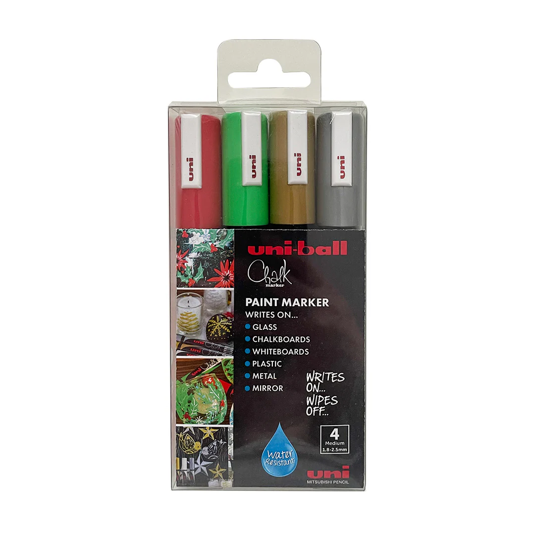 Uni Chalk Marker 4-Piece Christmas Set